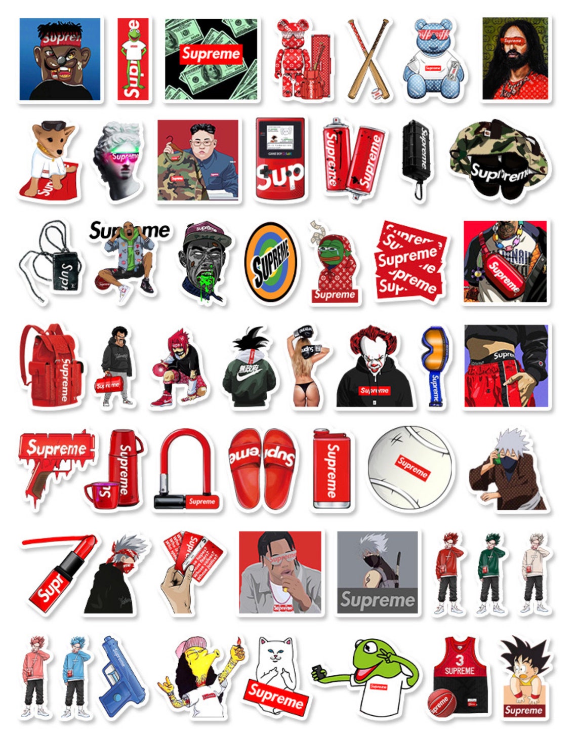 52 Pieces Streetwear Stickers Hypebeast Vinyl Sticker Pack Etsy