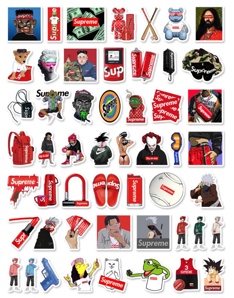 52 Pieces Streetwear Stickers Hypebeast Vinyl Sticker Pack Etsy