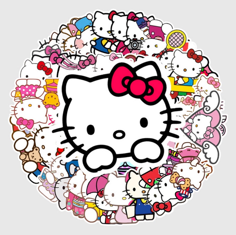 52 Pieces Hello Kitty Vinyl Sticker Pack Waterproof for Hydro Etsy