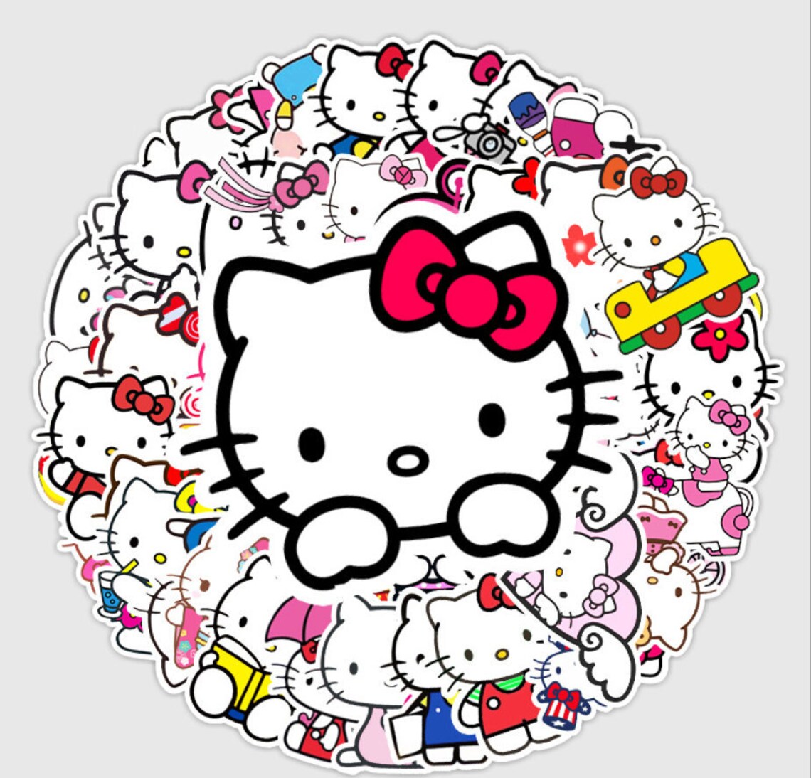 52 Pieces Hello Kitty Vinyl Sticker Pack Waterproof for Hydro Etsy