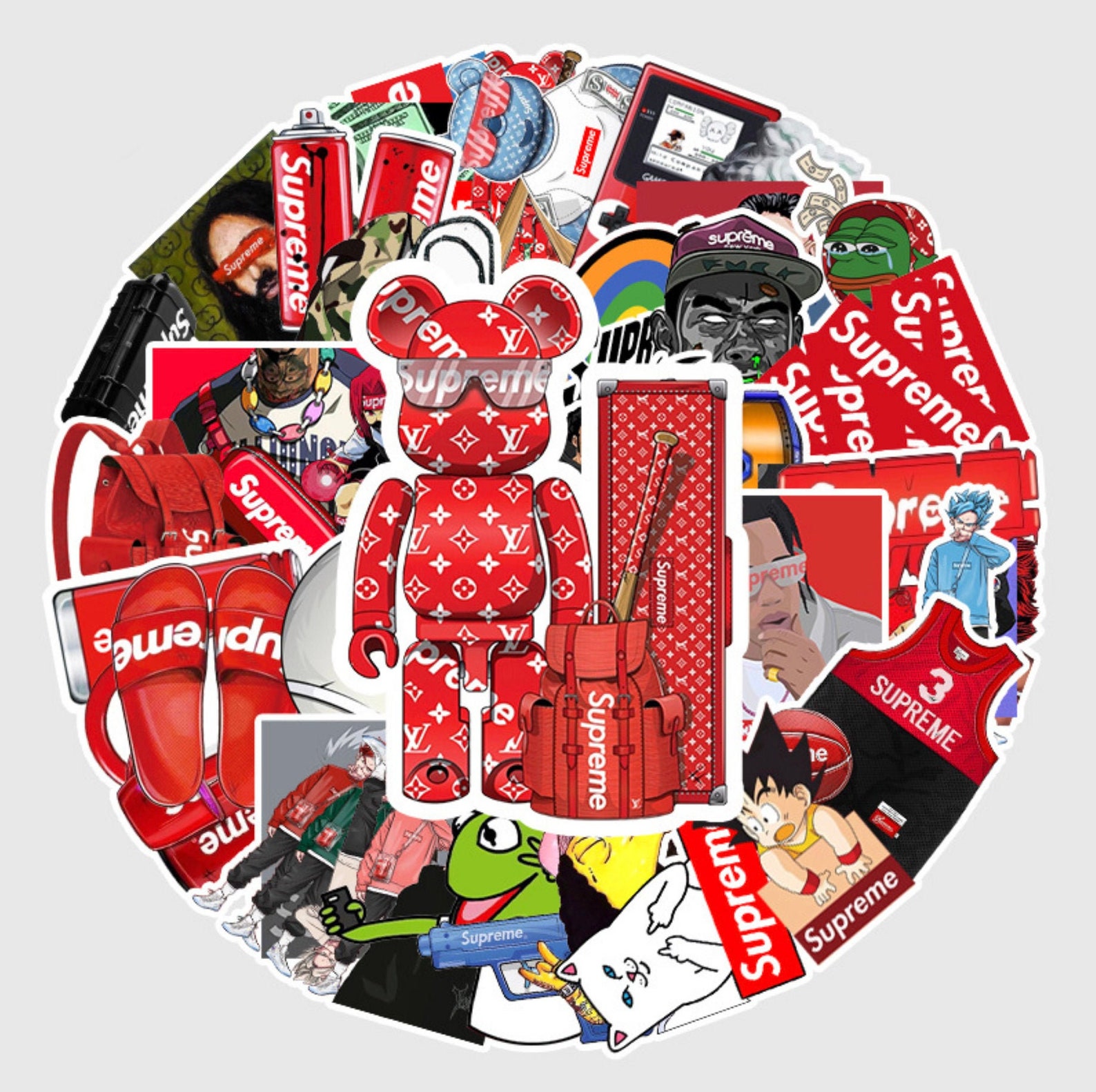 52 Pieces Streetwear Stickers Hypebeast Vinyl Sticker Pack Etsy