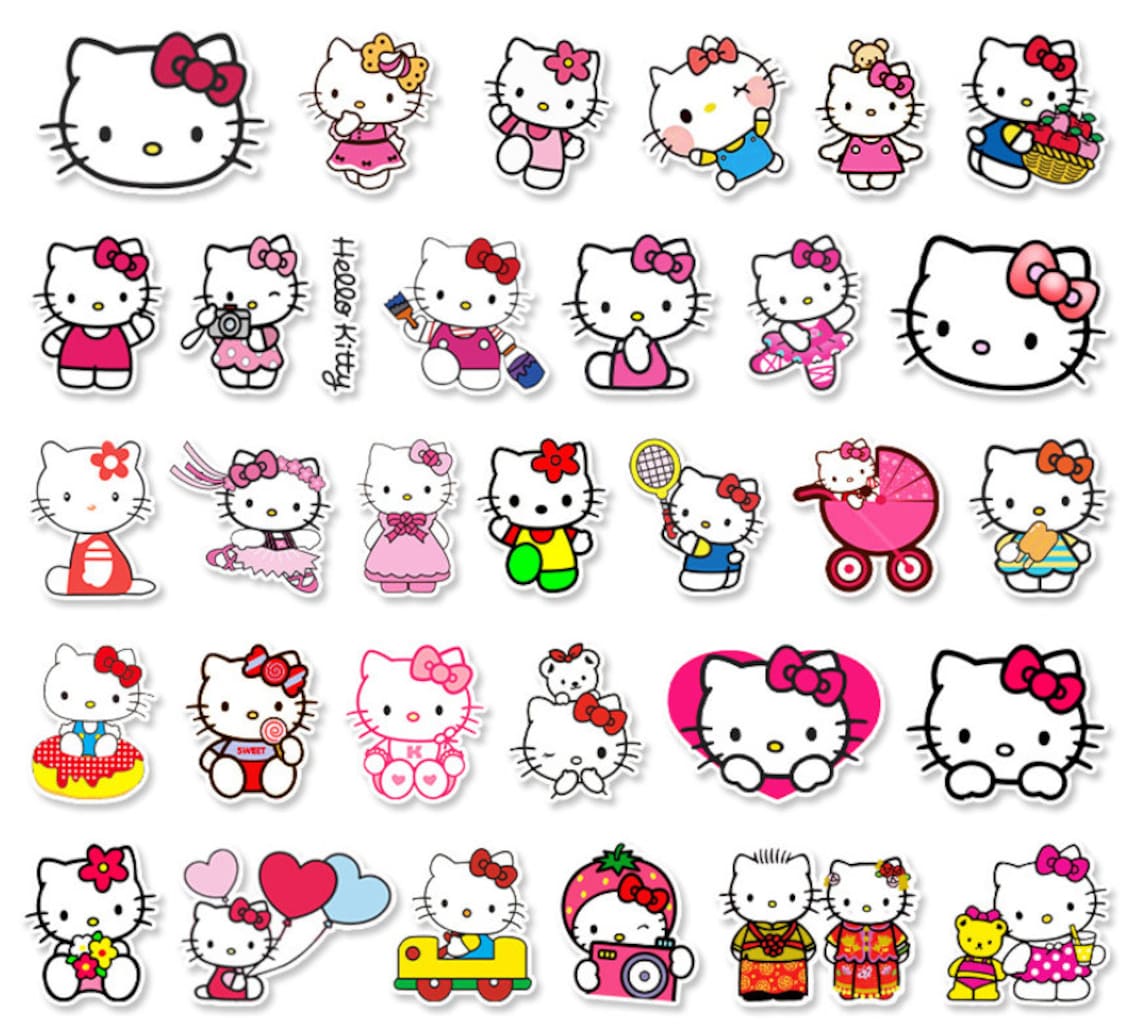 52 Pieces Hello Kitty Vinyl Sticker Pack Waterproof for Hydro Etsy