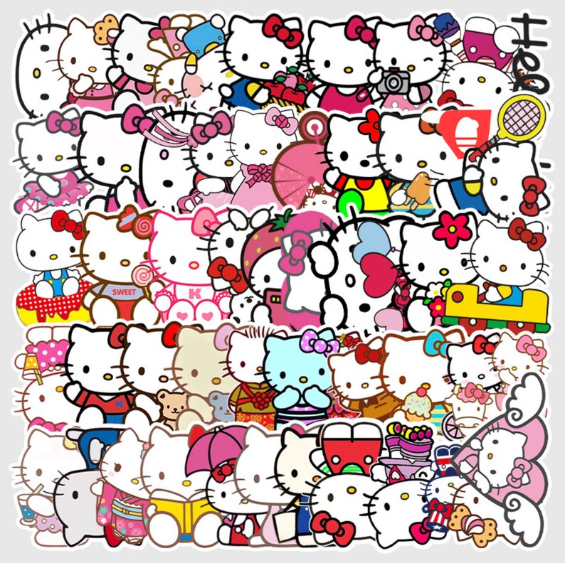 52 Pieces Hello Kitty Vinyl Sticker Pack Waterproof for Hydro Etsy