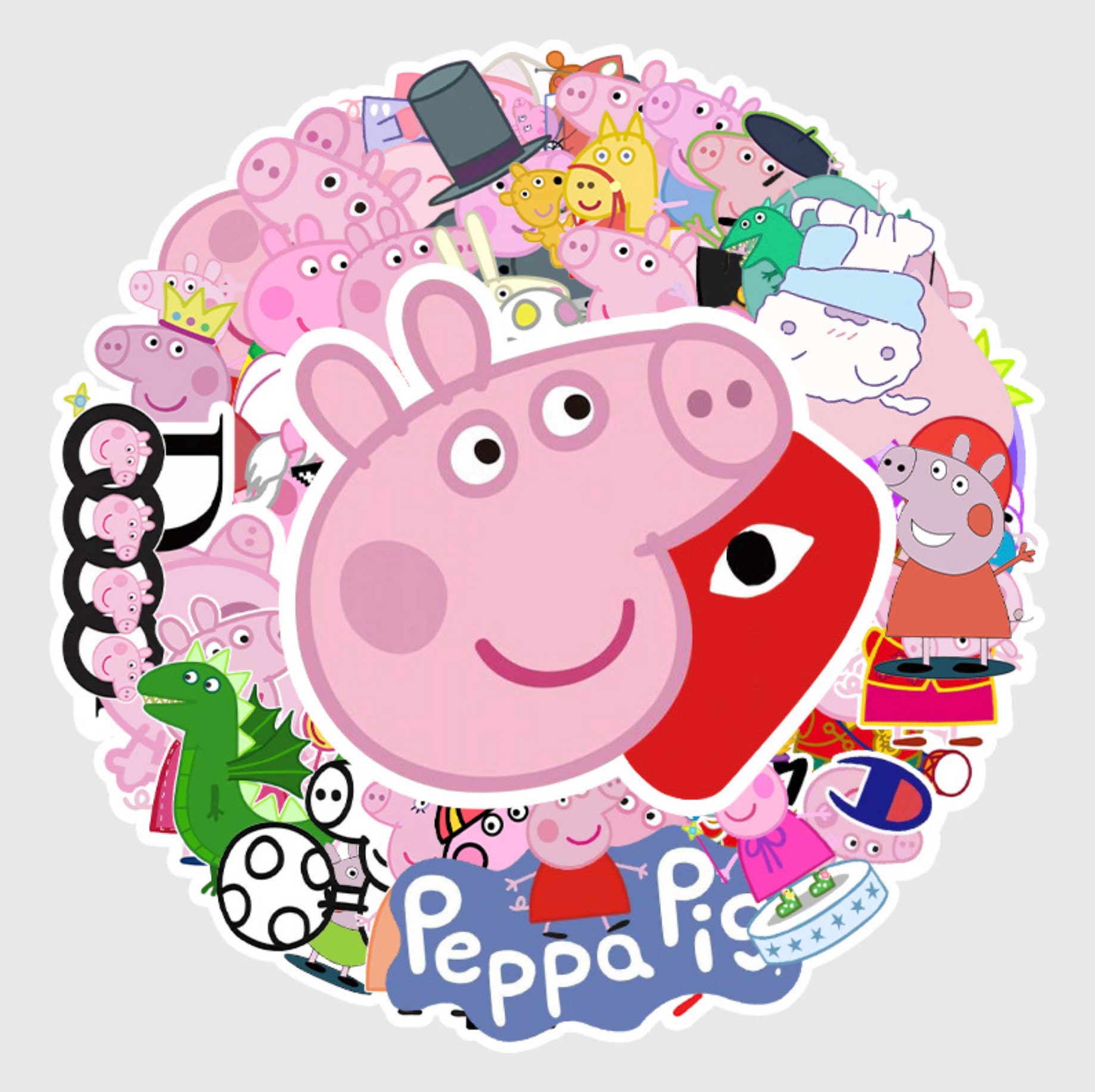 52 Pieces Peppa Pig Vinyl Sticker Pack Waterproof for Hydro Etsy