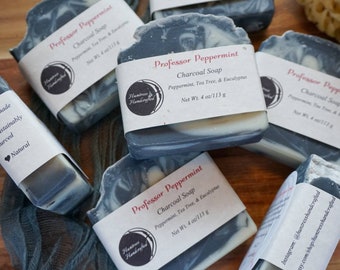 Professor Peppermint Soap | Charcoal Soap with Peppermint, Tea Tree and Eucalyptus |
