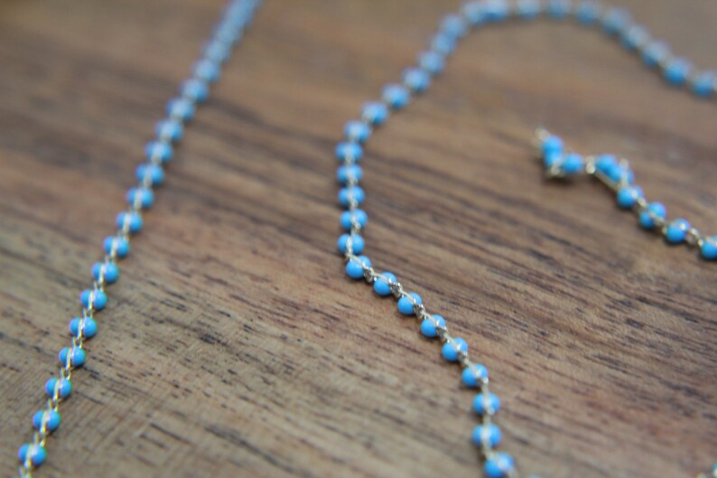 18k Shiny Gold Plated Chain Blue Beaded Chains Beaded Bracelet Chain Beaded Charms Beaded Chain Wholesale for Jewelry Making