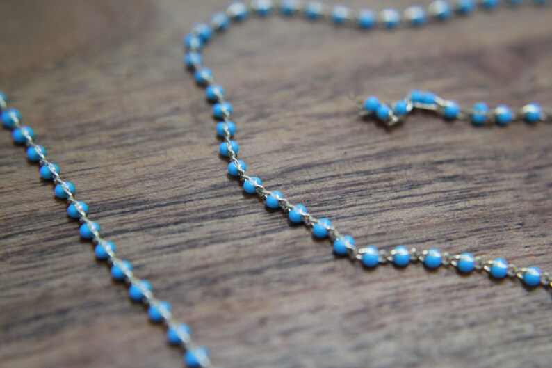 18k Shiny Gold Plated Chain Blue Beaded Chains Beaded Bracelet Chain Beaded Charms Beaded Chain Wholesale for Jewelry Making