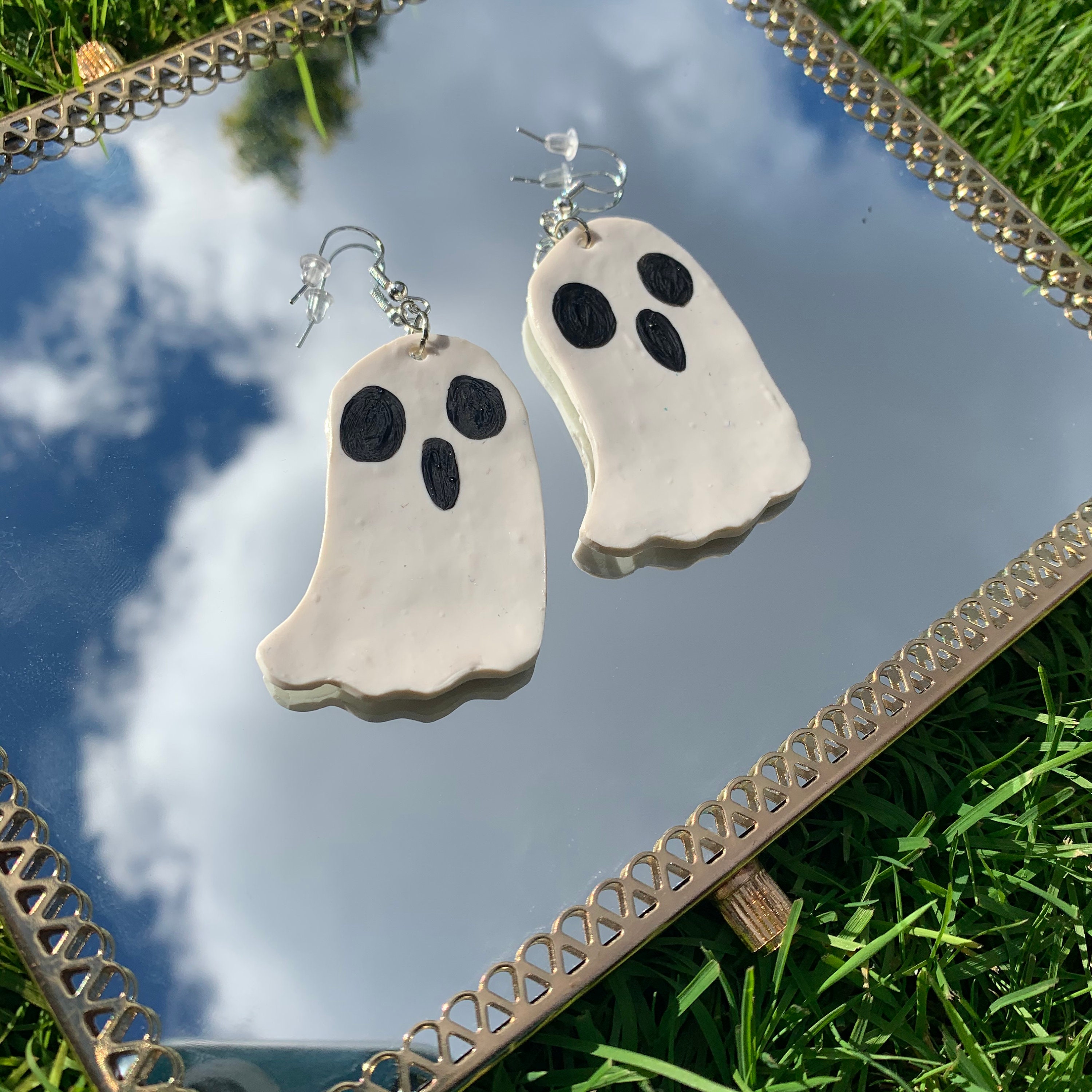 GHOST DANGLE EARRINGS handmade polymer clay hypoallergenic Etsy