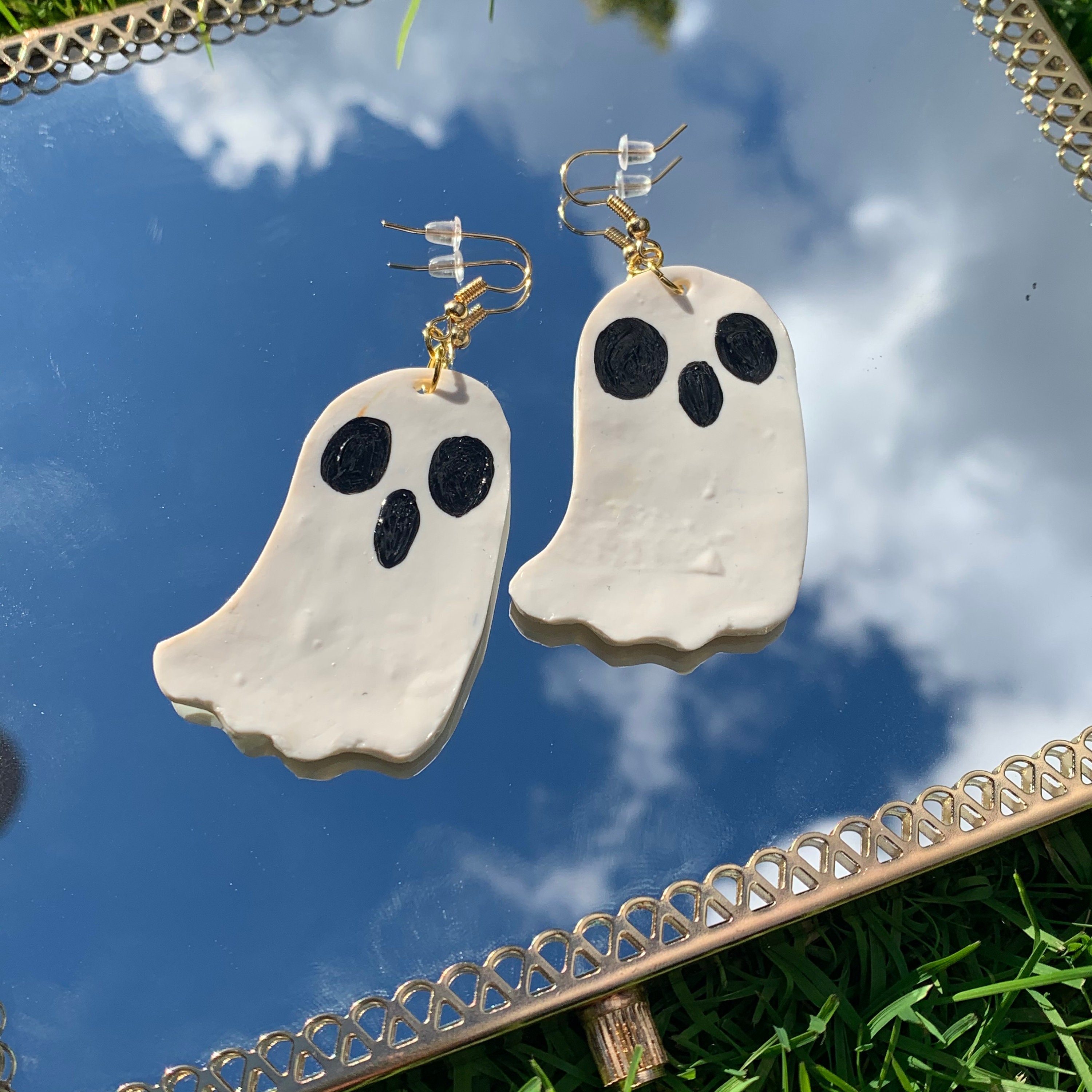 GHOST DANGLE EARRINGS handmade polymer clay hypoallergenic Etsy