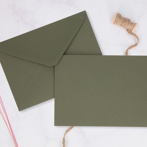 Olive Green envelopes, C5, B6, DL, CD sizes, Premium paper, Paper Envelopes, Wedding Envelopes, invitations, packs 25 units.