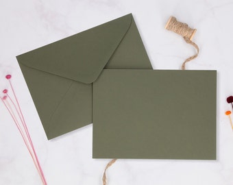 Olive Green envelopes, C5, B6, DL, CD sizes, Premium paper, Paper Envelopes, Wedding Envelopes, invitations, packs 25 units.