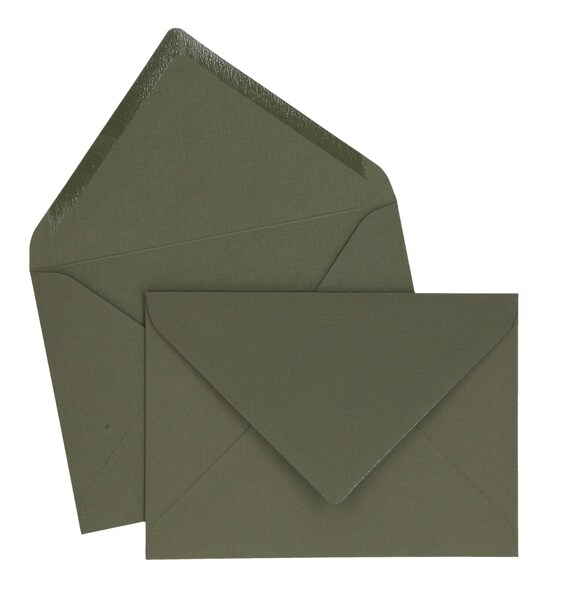 Olive Green Envelopes, C5, B6, DL, CD Sizes, Premium Paper, Paper Envelopes,  Wedding Envelopes, Invitations, Packs 25 Units. 