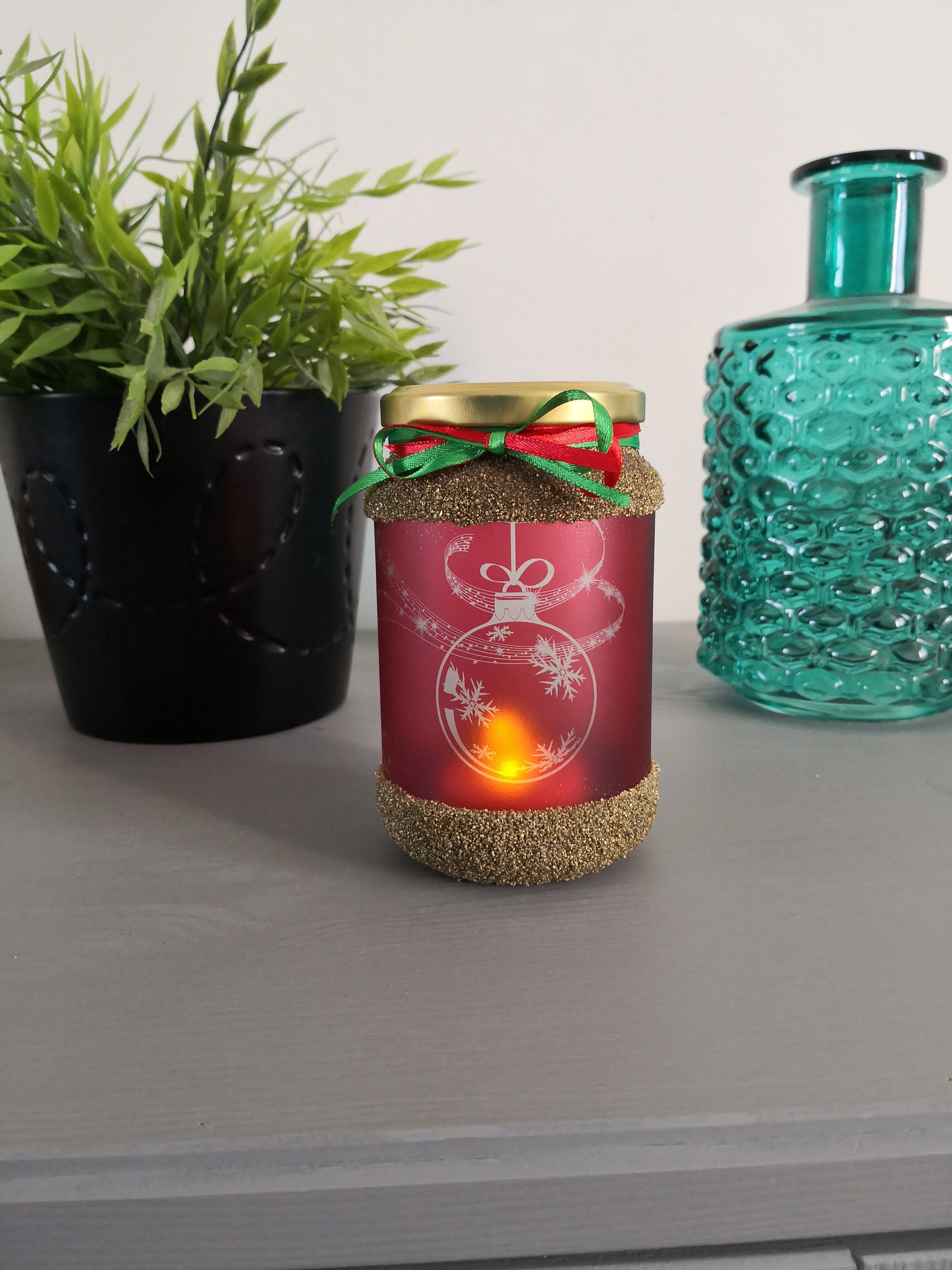 Photophore Boule de Noël Bougie Led Veilleuse Déco