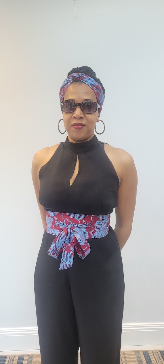 African Hand Crafted Obi belt upcycled silk ties cummerbund Cinch  One Size DIY OBI Belt with Ropes- African Print - YouTube main image 2