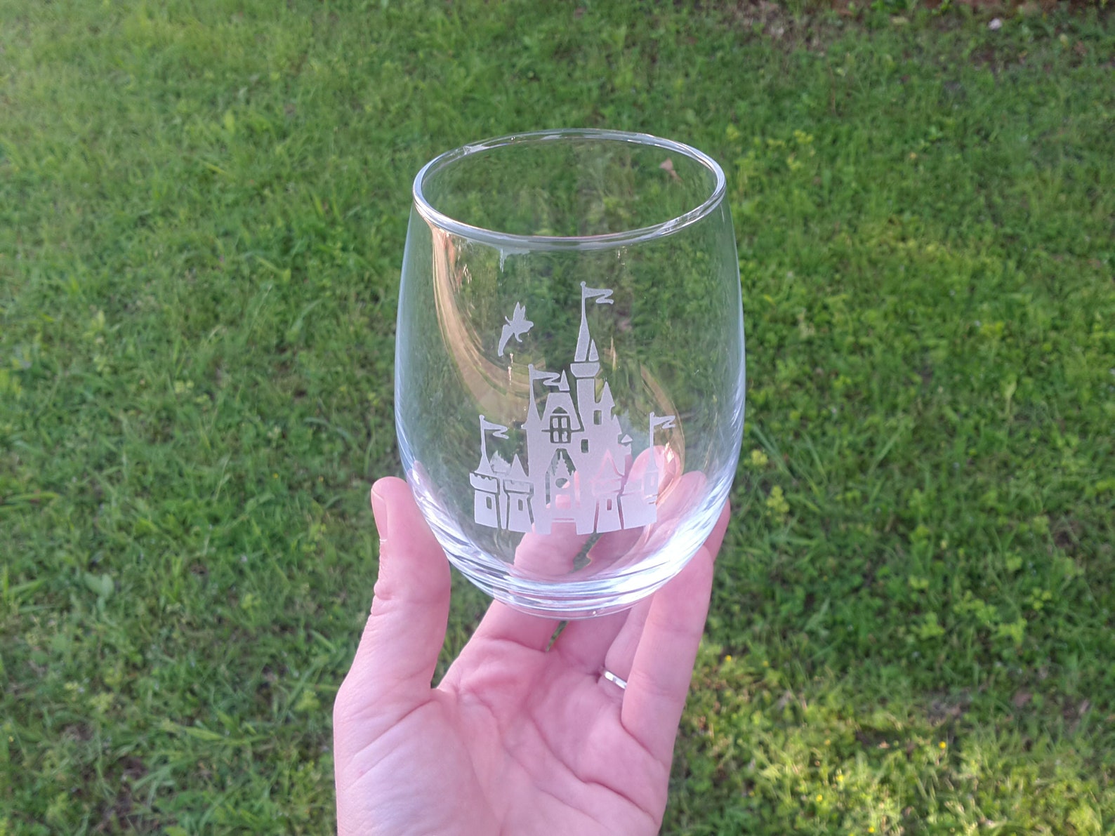 Disney Castle Deep Etched Wine Glass Magic Kingdom Disneyland Etsy