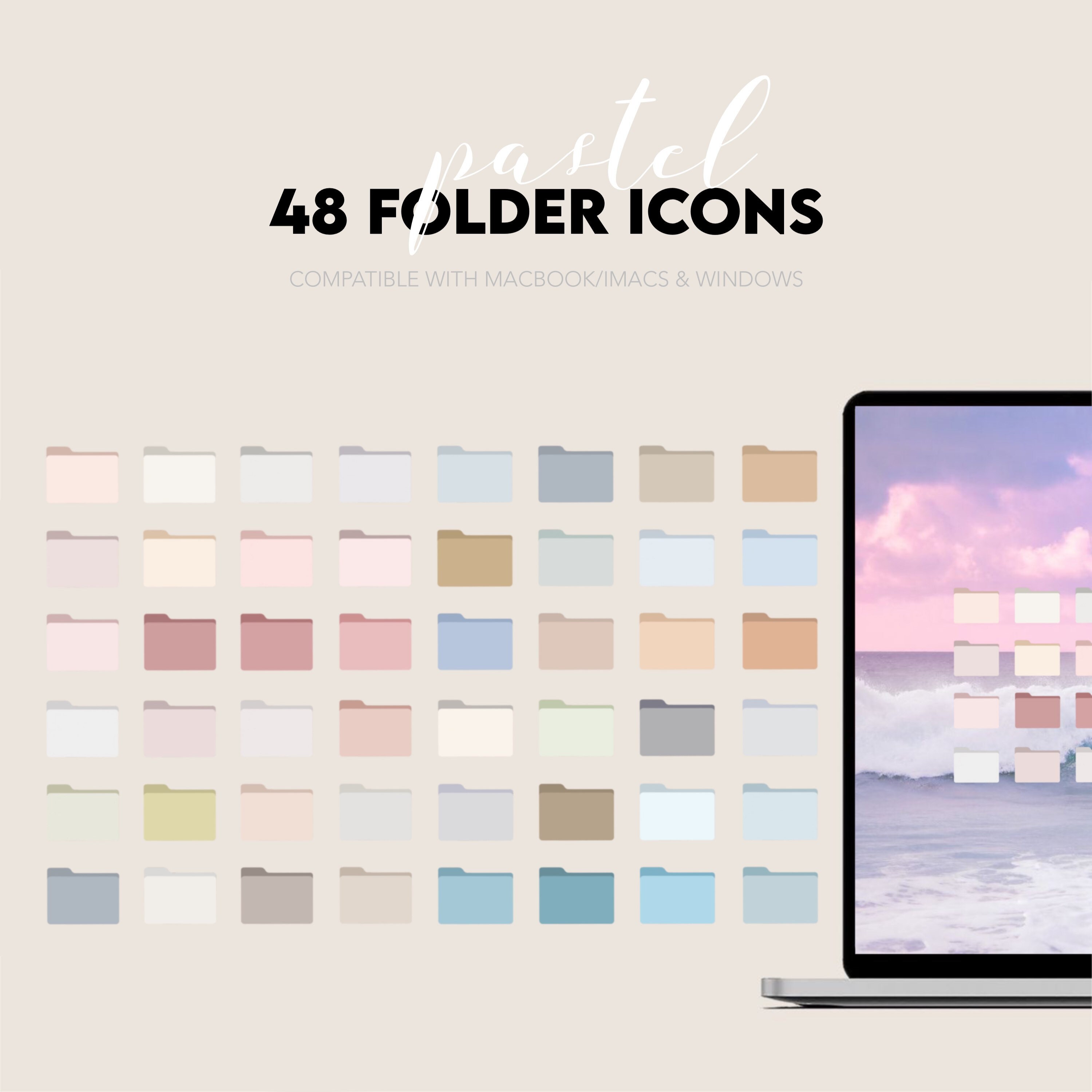 48 pastel folder icons ICO FILES Etsy
