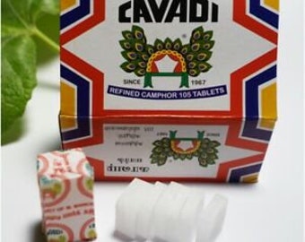 Camphor Tablets Cavadi,  refined camphor 70 tablet, camphor blocks, Kafoor aroma,  Camphor Resin, Camphire, Chang Nao,  ship from Montreal