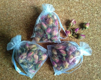3 Sachets Rose Bag Sachets for Drawers and Closets, Dried rose buds Scent