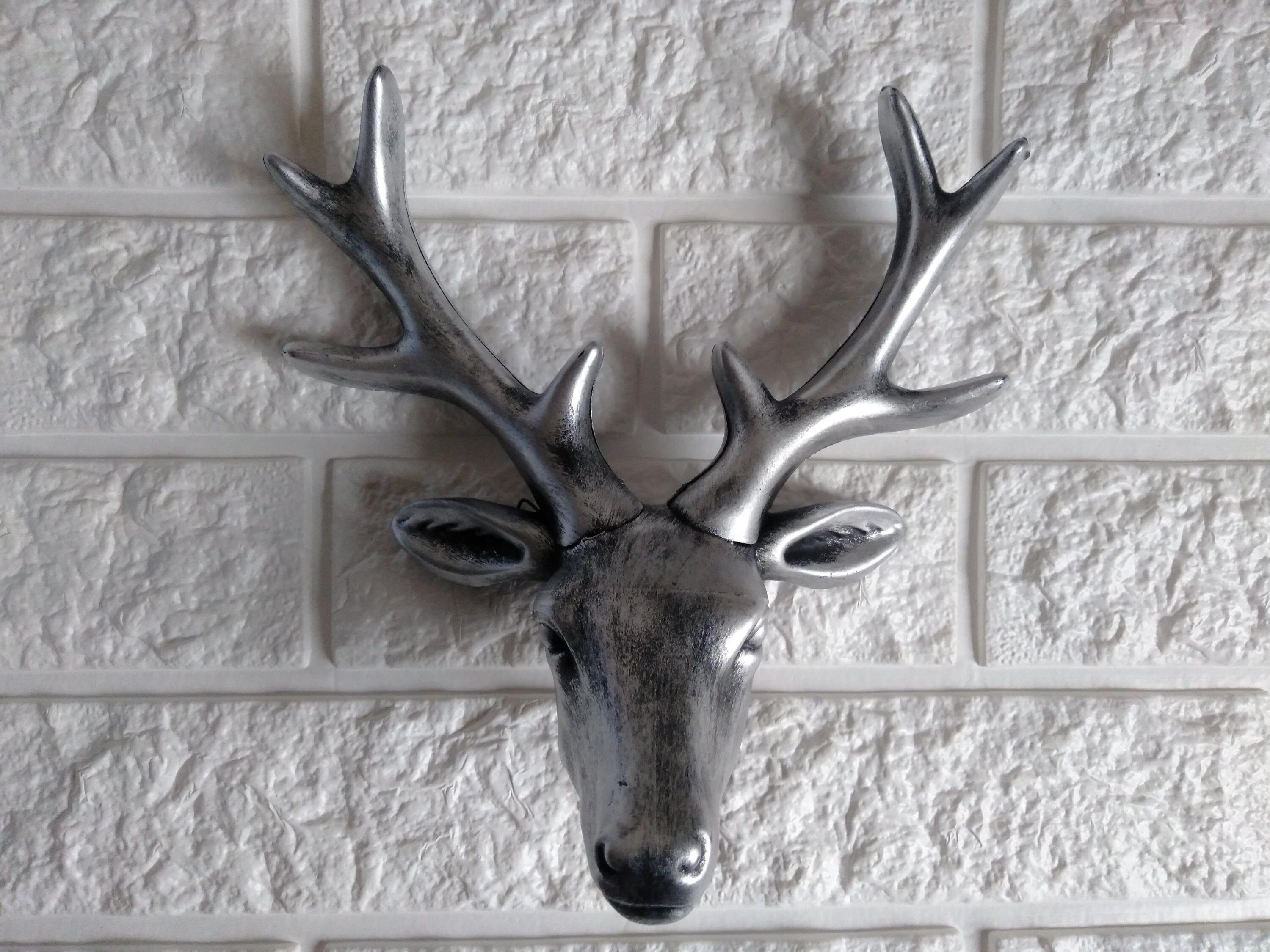 Silver Stag Head Wall Mount 3D Sage Head Wall Rustic Decor Etsy Canada