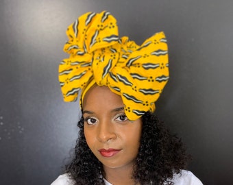 Stylish Yellow African Head Wrap | Ankara Headwrap | Boho Head Wrap