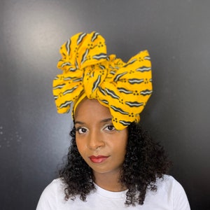 Stylish Yellow African Head Wrap | Ankara Headwrap | Boho Head Wrap