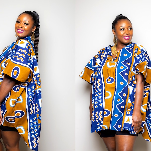 Multi High- Low  Over-sized  Kaftan  ||  Tribal Print Caftan