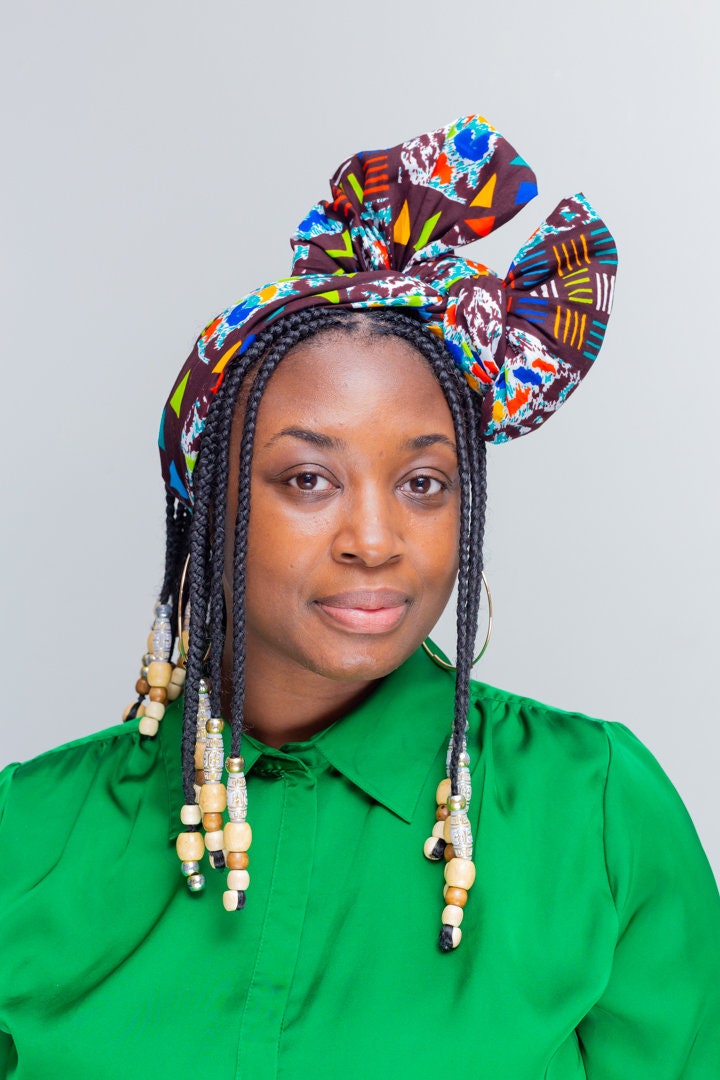 Multi-color Ankara Head Wrap || Mud-cloth Headwrap - Etsy display picture 3