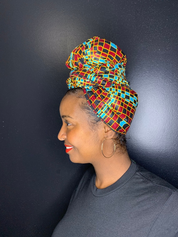 African Print Ankara Red Multicolor Headwrap African Print (Ankara) Head Wrap main image 4