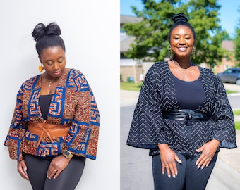 Ankara Kimono Jacket || Short Kimono Top