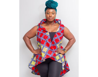 Sleeveless Ankara Kimono -  Akua Design