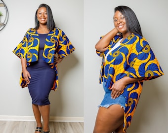 High-Low Oversize Ankara Summer Kimono Cover up