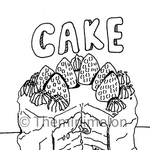 Cake Coloring Page| Printable Coloring Page| Coloring Page