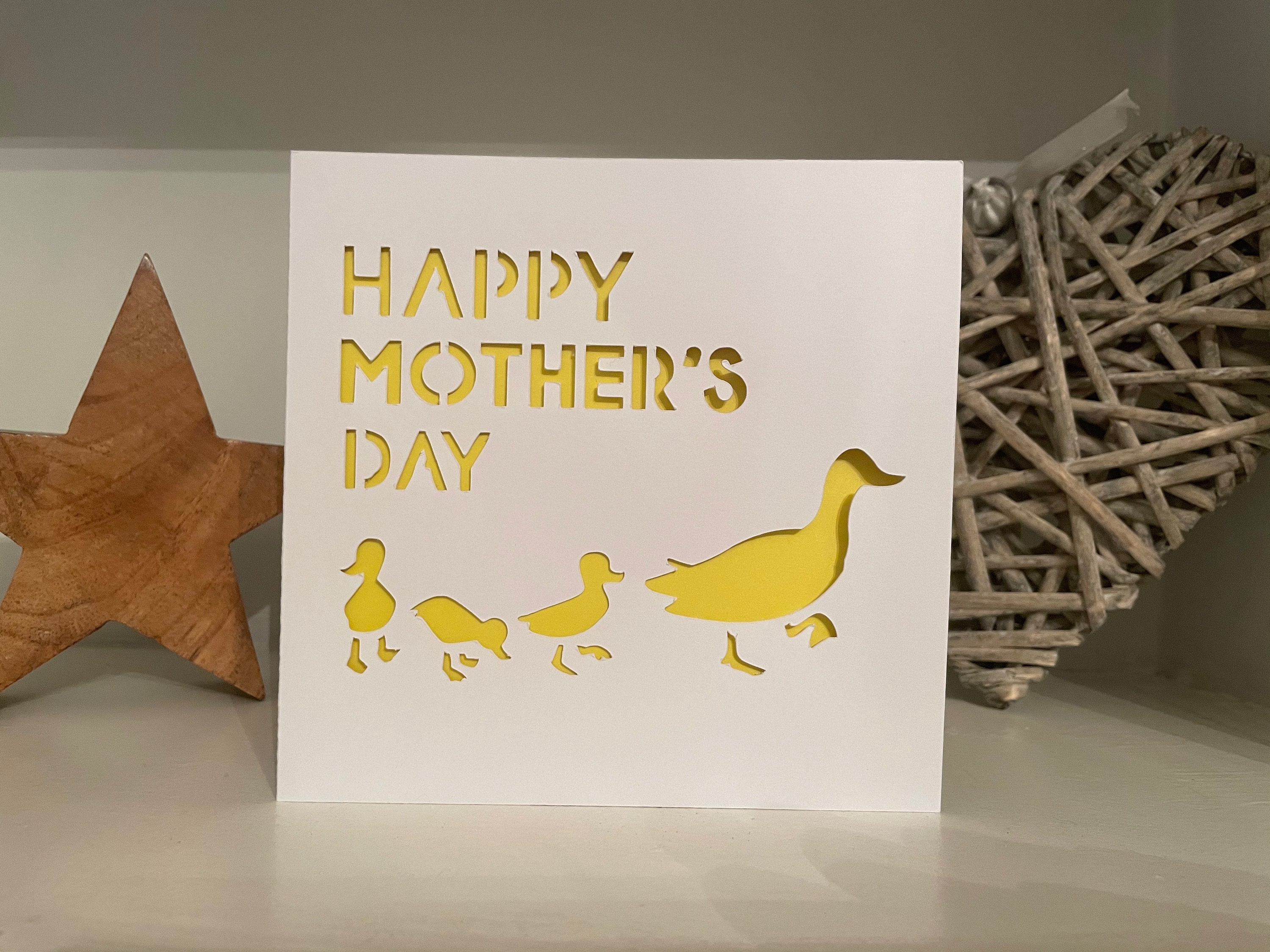 Happy Mothers Day Card, family of ducks