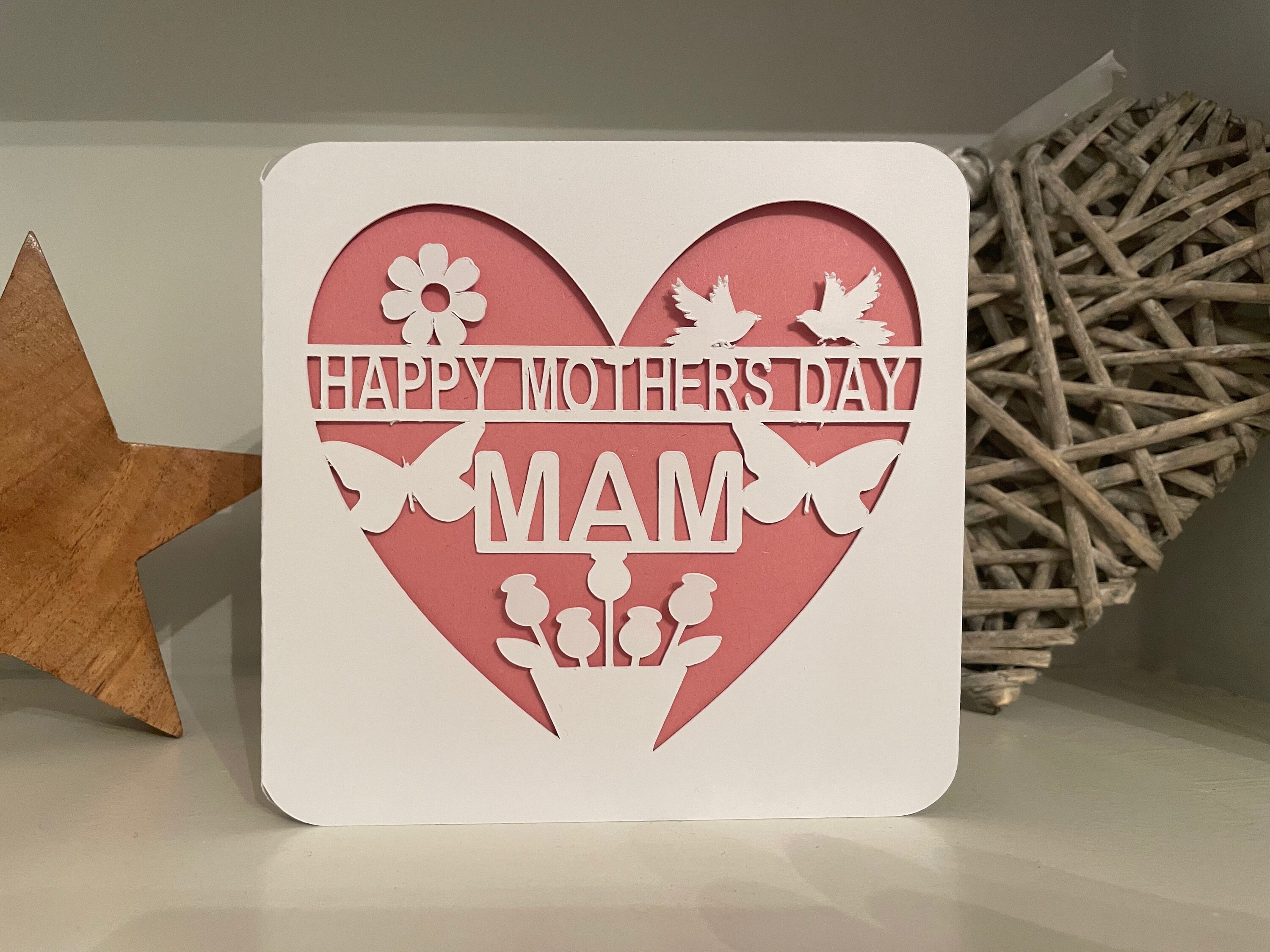 Happy Mothers Day (MAM) Card, Papercut Mothers day Card Mam