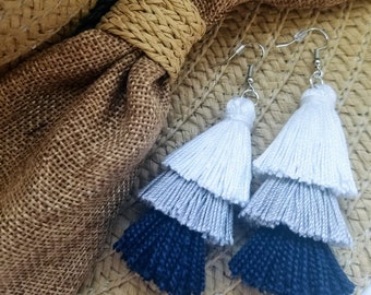 Blue Tassel Earrings | Nautical Earrings | Personalized Navy Tassel Earrings | Whimsical Jewelry