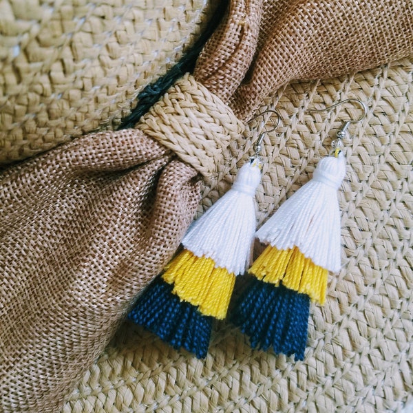 Navy Tassel Earrings | Michigan Football | Milwaukee Brewers | Football Earrings | Custom Sports Earrings | Baseball |