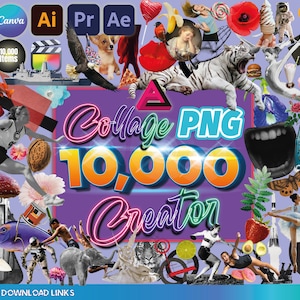 Collage Creator Collection +10,000 PNG images in high resolution, use your creativity in design and video Canva, Photoshop, Illustrator, FCP