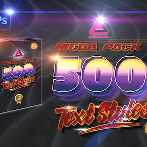 500 Premium Photoshop Texts & Styles Effects, editable, Works in any font or shape. Includes over +1000 premium fonts. Editable Texts PSD