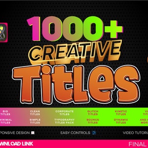 Mehr als +1000 kreative und animierte Titel zum Bearbeiten in Final Cut Pro X, Kinetic, Bounce, Corporate, VHS, Typografie, Dynamic und vielem mehr