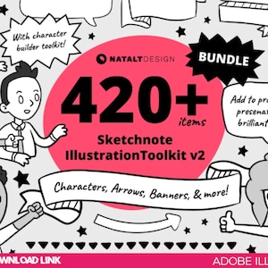 240+ Illustration sketchnote vector Toolkit, editable and compatible with adobe illustrator or any vector program.