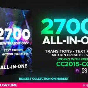 Over 2700 Professional Seamless Transitions for Premiere Pro Transitions Library, Editable Mega Pack. MOGRT