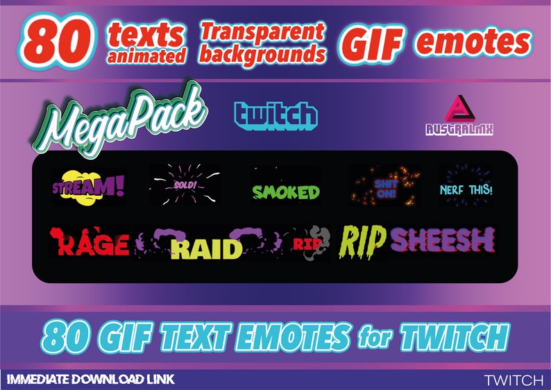 80 Animated Gif Texts in Mega Package Designed for Emotes Twitch or ...