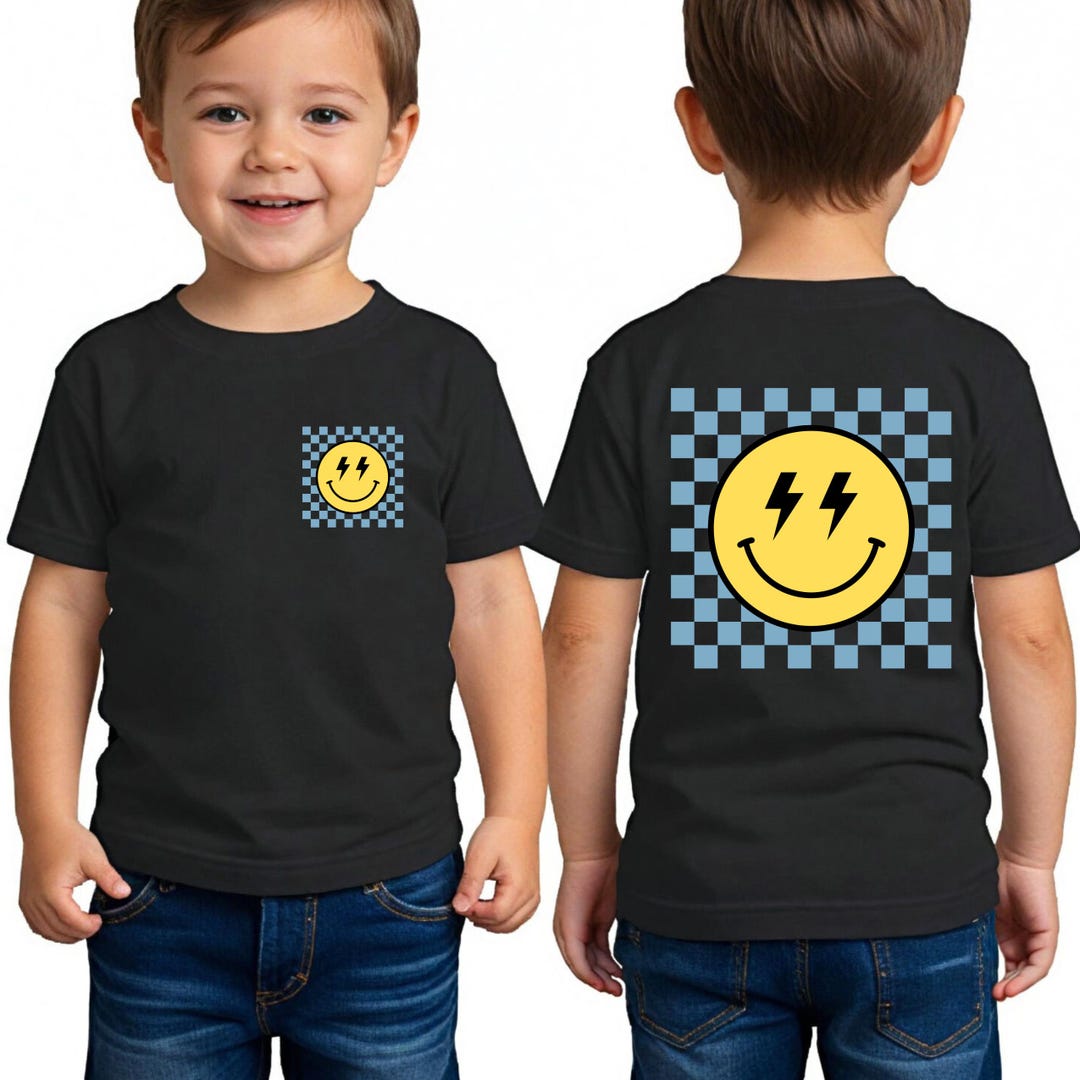 Boys Smiley Png, Smiley Checkered Png, Little Boy Shirt, Digital Png ...