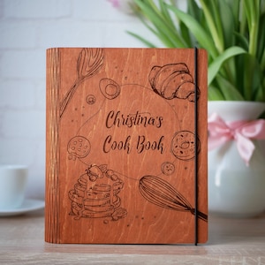 Libro di ricette vuoto, diario personalizzato, raccoglitore in legno, regalo personalizzato, regalo per addio al nubilato, regalo per la festa della mamma