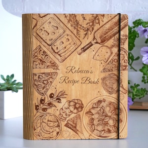 Wooden Recipe Book, Wooden Custom Cookbook, Mothers Day Gift, for Her