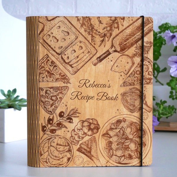 Recipe Binder Personalized Recipe Book Mothers Day Gift Wooden Custom Cookbook 5th Anniversary