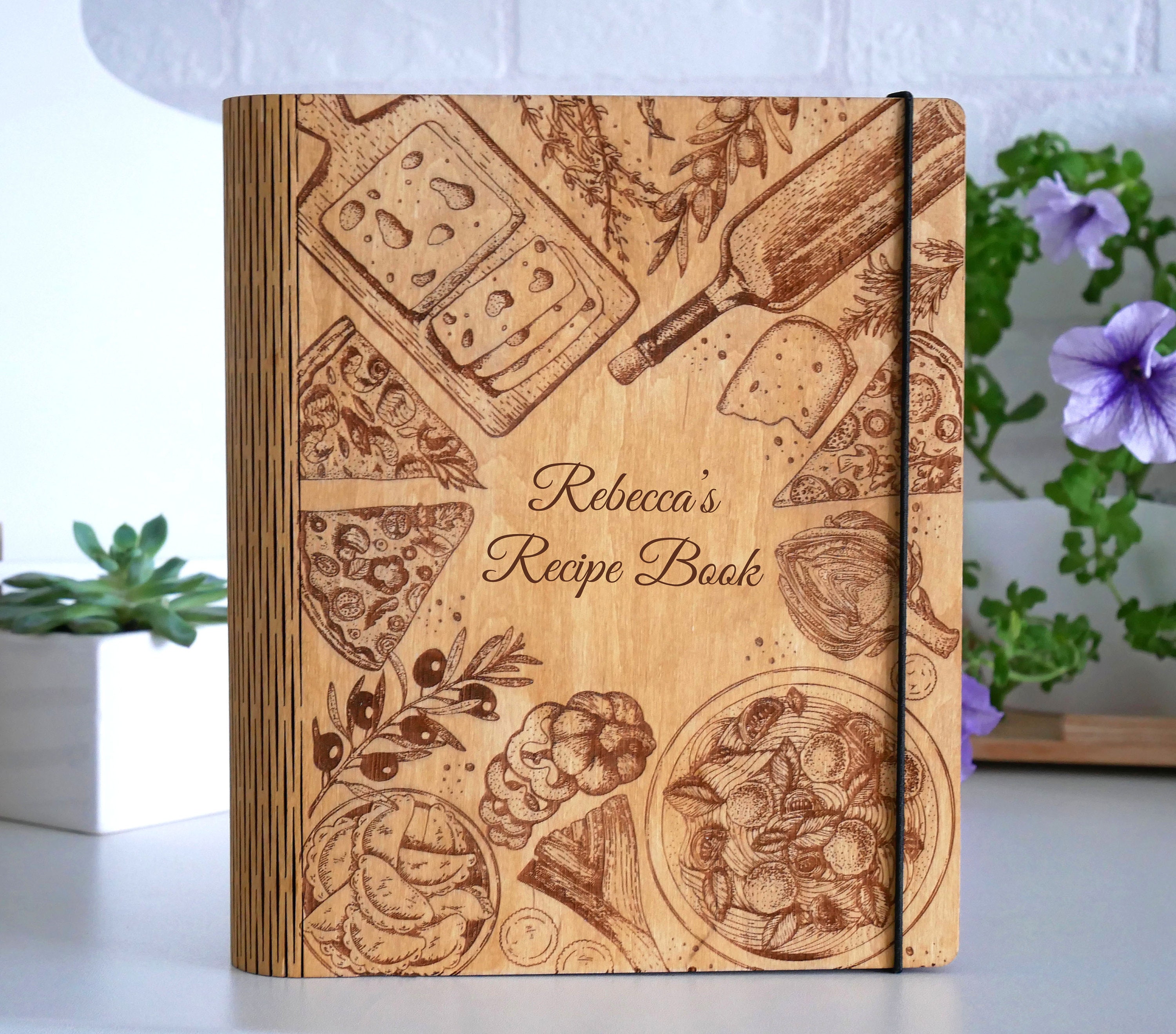Farmhouse personalized Family Recipe book, Rustic kraft cover cookbook,  5.5x8.5 size.