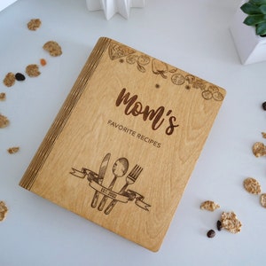 Personalized Wooden Recipe Book Binder Custom Journal Cookbook Notebook Mothers Day Gift Bridal Shower Gift Daughter Birthday Gift Gift Moms