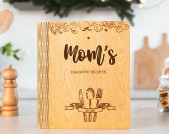 Custom Recipe Book, Wooden Blank Binder, Gifts for Mom, Wooden Cookbook, Mothers Day Gift