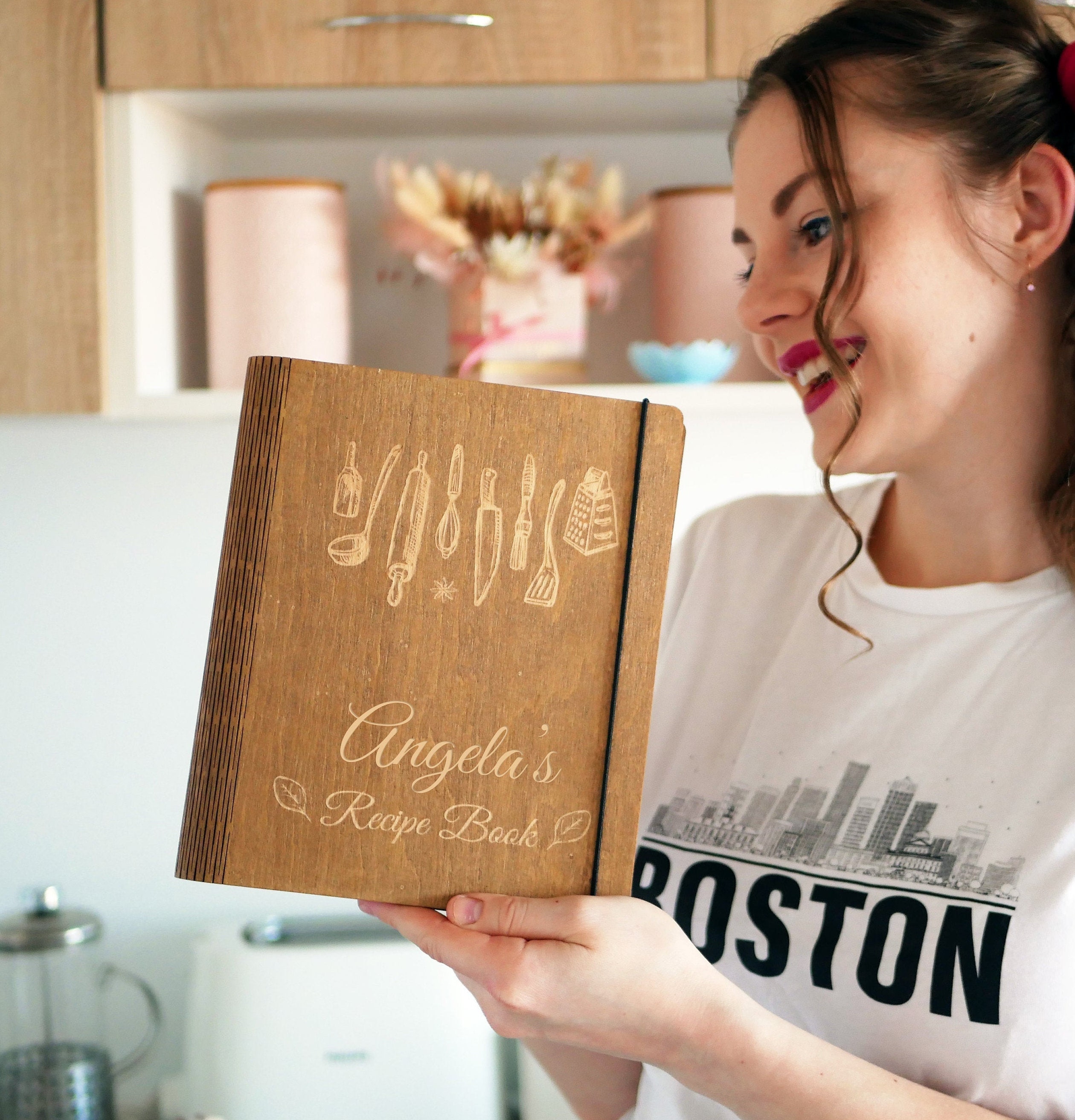 Wooden recipe book recipe binder personalized cookbook | Etsy